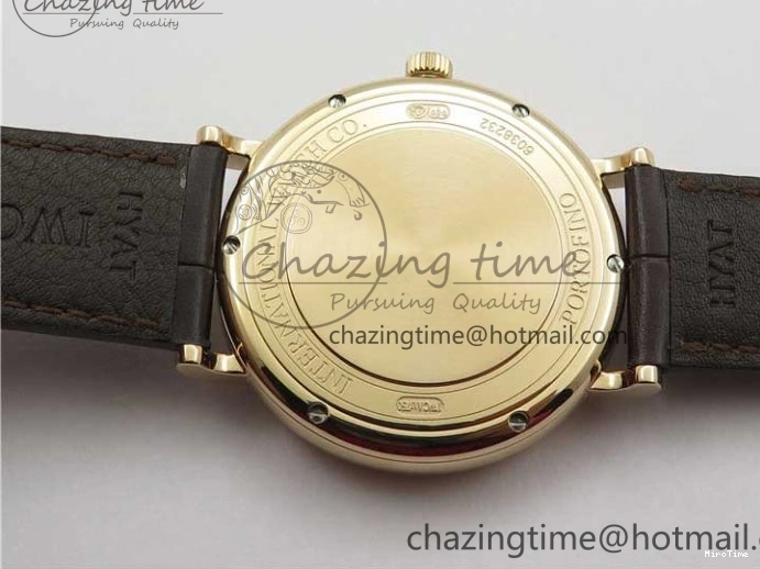 MIROTIME 0415 Stylish Portofino IW459402 RG MKS 1:1 Best Edition White Dial on Brown Leather Strap Miyota 7084